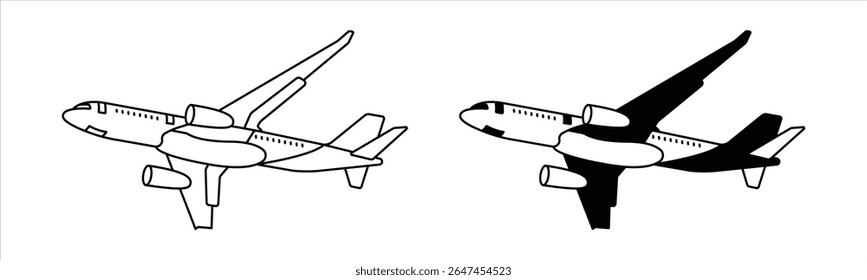 Airplane line and fill vector illustration	