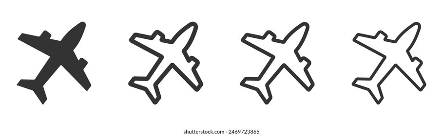 Airplane line and filled vector icons collection
