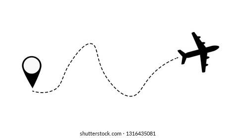 Airplane line, in flat style 