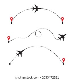 Airplane line flight vector icon.