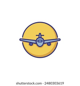 Airplane line icon. Circle, wing, transport. Travel concept. Vector illustration can be used for topics like flight, vacation, aviation