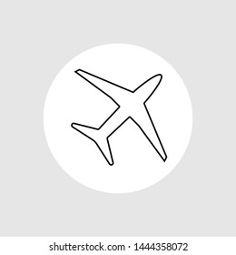 Airplane line icon design on gray background. Vector illustration.