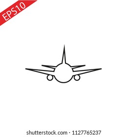 Airplane line icon, outline vector sign, linear style pictogram isolated on white. Plane front symbol, logo illustration. Editable stroke. Pixel perfect graphics. eps 10.