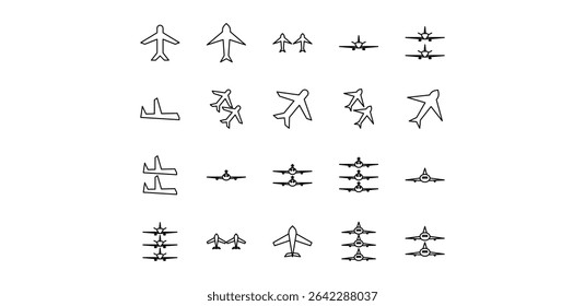 airplane line icon pack illustration
