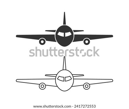 Airplane line icon set design in modern flat style sign