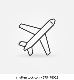 Airplane line icon - vector minimal aircraft symbol or logo element in thin line style