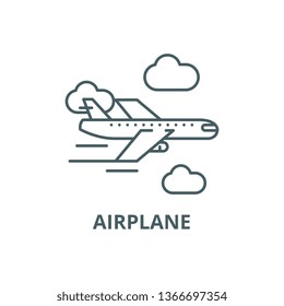 Airplane line icon, vector. Airplane outline sign, concept symbol, flat illustration