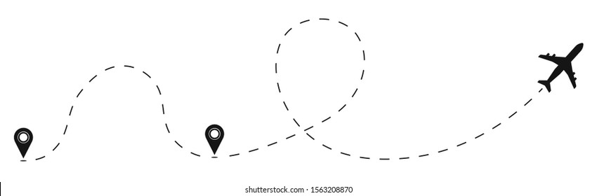 Airplane line path of air plane flight route with start point vector illustration. EPS 10