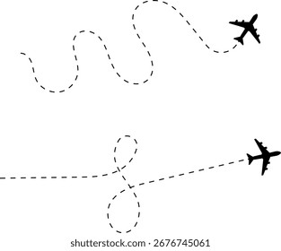 Icono de ruta de línea de avión de ruta de vuelo de avión con punto de inicio y trazado de línea de puntos en el tablero. Me encanta la ruta de viaje. Rutas en avión. Icono de viaje.