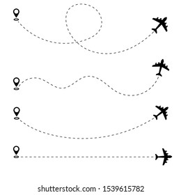 Airplane line path icon. Flat design. EPS 10. Vector illustration.
