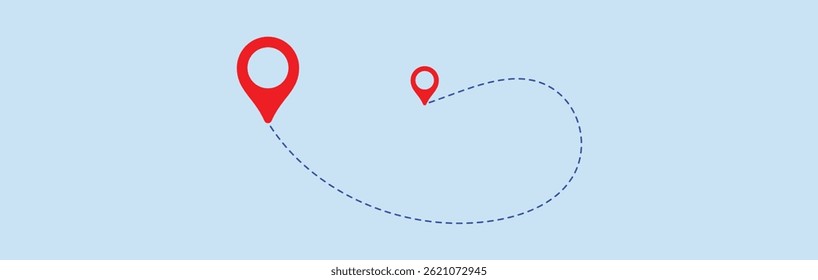 Airplane line path icon. Vector illustration of air plane flight route. Flying with a dashed line from the starting point and along the path - stock vector.