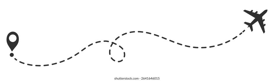 Airplane line path route travel destination silhouette