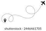 Airplane line path routes. Travel vector icon. Travel from start point and dotted line tracing. Plane routes flight air dotted isolated illustration.