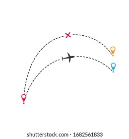 Airplane line path travel design vector illustration template.