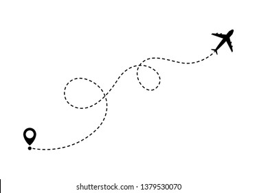 Airplane line path travel vector illustration on background