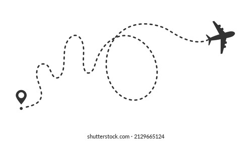 Airplane line path travel line vector illusatrtion