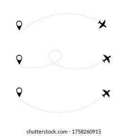Airplane line path vector design. Transportation and travel concept.
