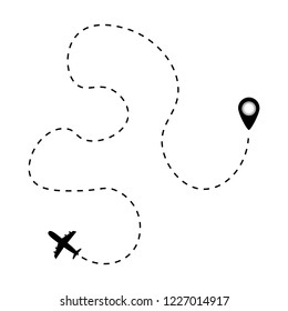 Airplane line path vector icon of air plane. Vector illustration.