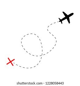 Airplane line path vector icon of air plane. Vector illustration.