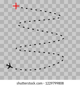 Airplane line path vector icon