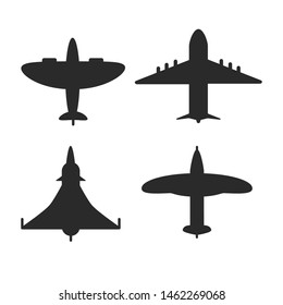 Airplane line path vector icon of air plane flight route with start point