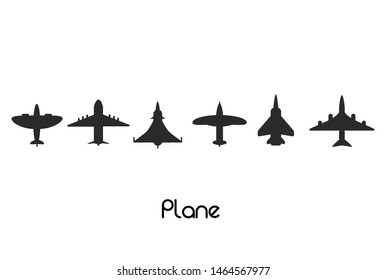 Airplane line path vector icon of air plane flight route with start point