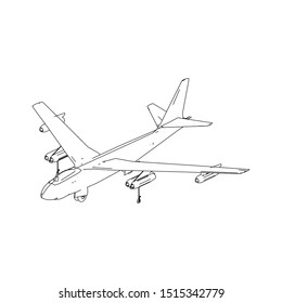 Airplane line path vector icon of air plane flight route with start point and dash line trace. Airplane Flying Icon vector symbol icon. Flying an airplane trip