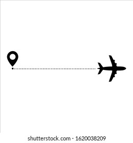 Airplane line path vector icon