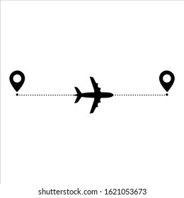 Airplane line path vector icon