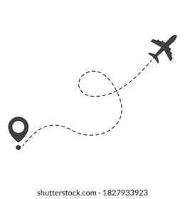 Airplane Line Path Vector Icon