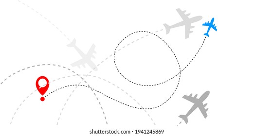 Flugzeugleitung Vektorsymbol der Flugstreckenflugstrecke mit Startpunkt und Bindelinie