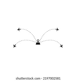 Icône vectorielle de la trajectoire de l'avion