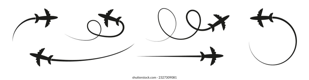 Airplane line path vector icon.  Travel symbol.  EPS 10