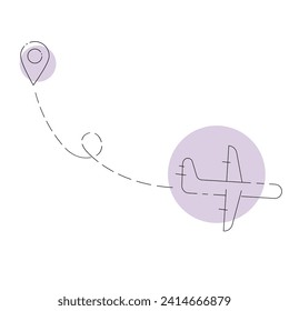 Airplane line path vector icon of airplane
