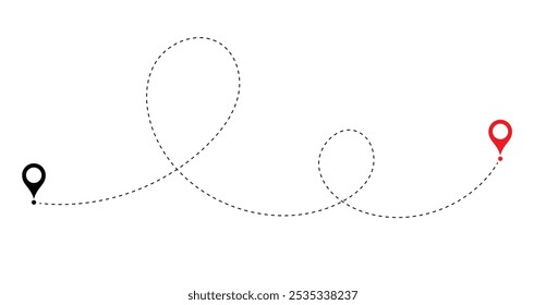 Airplane line path vector icon. Airplane Plane routes line set. Planes dotted flight pathway. Plane paths. Aircraft tracking, planes, travel, vector symbol on transparent background.