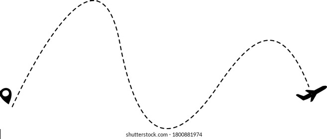 airplane line path vector icon,fast shipping around the world vector icon