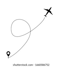 Fluglinienpfad.Symbol Vektorillustration reisen. Flugreisekonzept. 