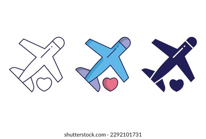 Airplane line and solid illustration icon