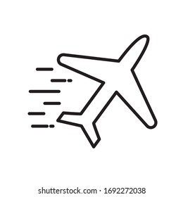 Airplane line style icon design, Plane vehicle transportation fly air travel aircraft flight aviation and sky theme Vector illustration