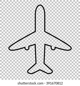 Airplane line vector icon on transparent background
