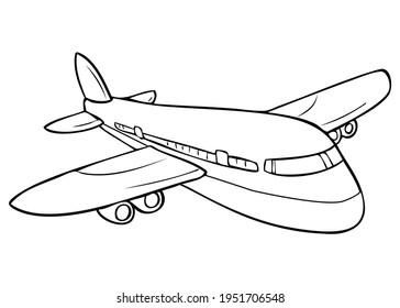 airplane line vector illustration,
isolated on white background.top view