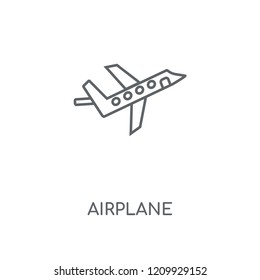 Airplane linear icon. Airplane concept stroke symbol design. Thin graphic elements vector illustration, outline pattern on a white background, eps 10.