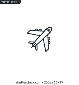 Airplane, linear style sign for mobile concept and web design. Symbol, logo illustration. Pixel perfect vector graphics