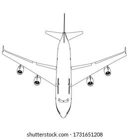 Airplane lines illustration. Abstract vector aircraft on the white background