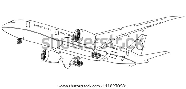 機内の線のイラスト 白い背景に抽象的なベクター画像航空機 のベクター画像素材 ロイヤリティフリー