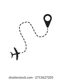 airplane with location icon, vector best flat icon.