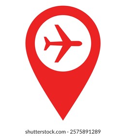 Airplane and location pin on white