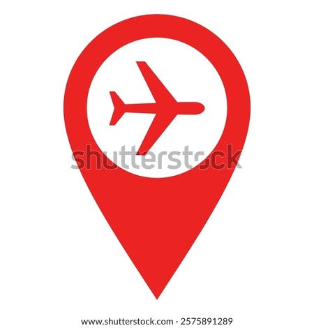 Airplane and location pin on white