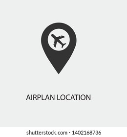Airplane location vector icon grey