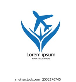 Um logotipo de avião com um tema de cor azul transmite profissionalismo, confiança e uma conexão com os céus e a aviação